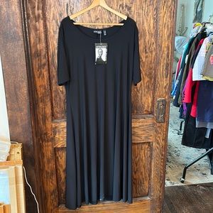 Black slip dress short sleeve elbow length size 1xp attitudes by Renee